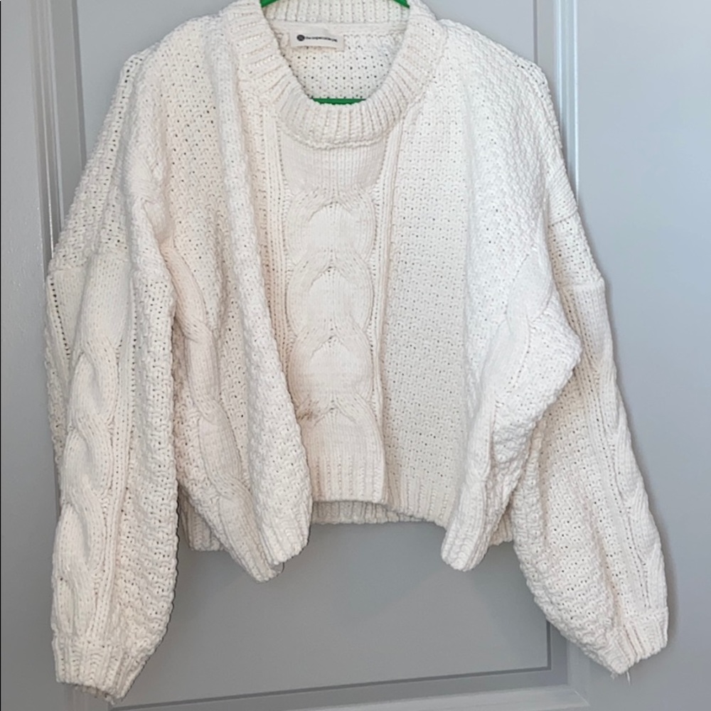 cropped cream bubble sweater